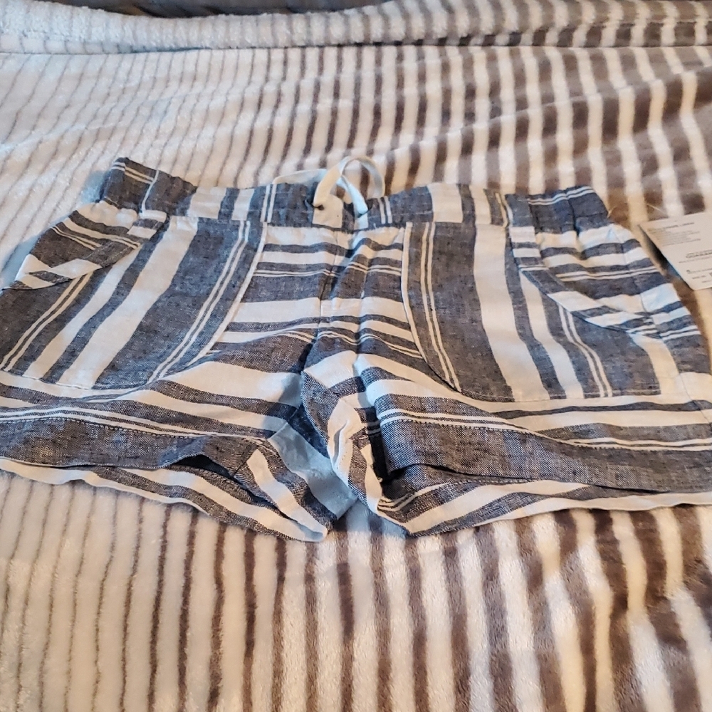 Athleta Blue and White Cargo Shorts with Stripes